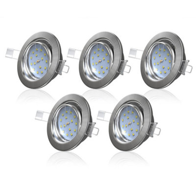B.k.licht Set Of 5 Recessed Lights Led Downlights Spotlights Adjustable Warm White 400Lm Matt Nickel from B&Q