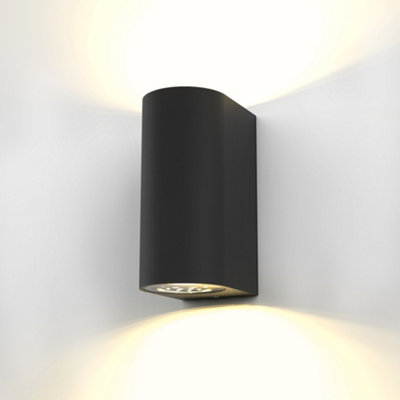 B.k.licht Black Outdoor Wall Light Led Ip44 Waterproof Lamp Gu10 Bulbs Included 2X 400Lm from B&Q