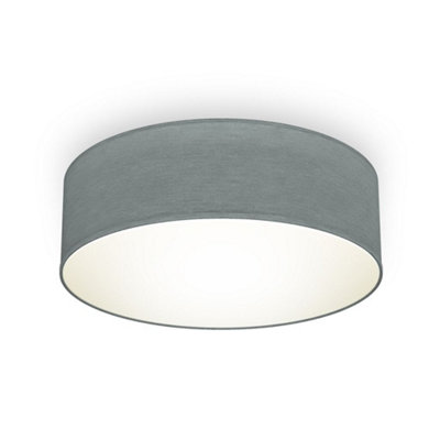 B.k.licht Bulb Socket E27 Grey Fabric Shade Ceiling Lamp (Dia)30Cm from B&Q