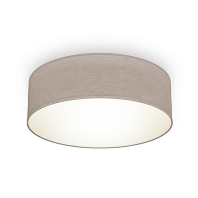 B.k.licht Bulb Socket E27 Taupe Fabric Shade Ceiling Lamp (Dia)30Cm from B&Q