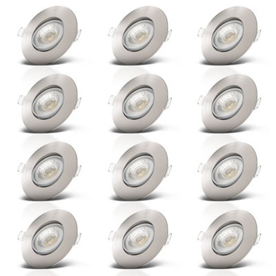 B.k.licht Mains-Powered Led Matte Nickel Adjustable Recessed Downlights Pack Of 12 from B&Q