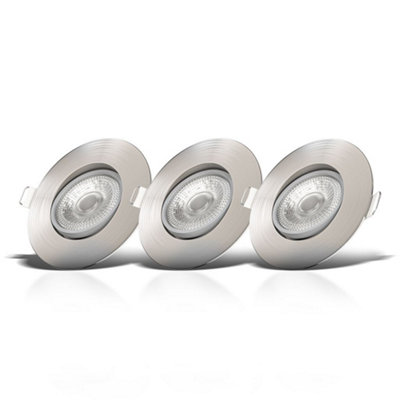 B.k.licht Mains-Powered Led Matte Nickel Adjustable Recessed Downlights Pack Of 3 from B&Q