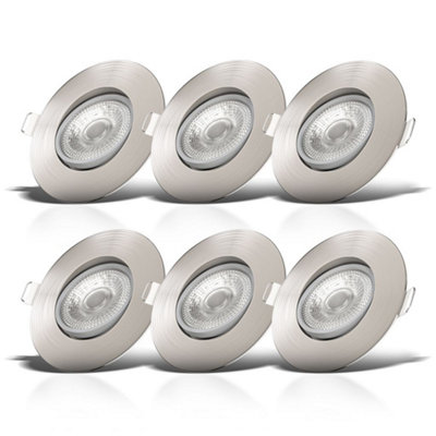 B.k.licht Mains-Powered Led Matte Nickel Dimmable Recessed Downlights Pack Of 6 from B&Q