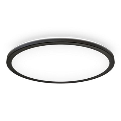 B.k.licht Black Round Led Ceiling Light Lamp Ultra Slim Panel Lamp 22W 3000Lm 42Cm from B&Q