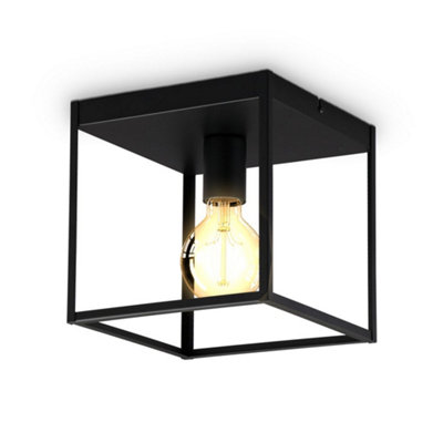 B.k.licht Bulb Socket E27 Black Metal Shade Ceiling Lamp from B&Q