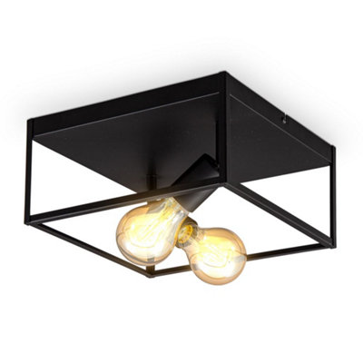 B.k.licht Bulb Socket E27 Black 2 Lamp Ceiling Lamp from B&Q