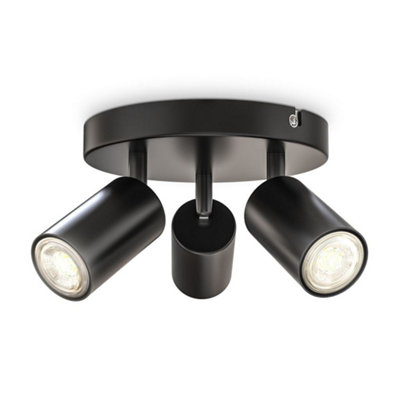 B.k.licht Bulb Socket Gu10 Black 3 Lamp Ceiling Lamp from B&Q
