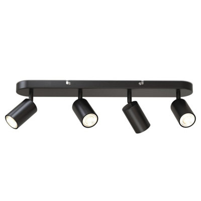 B.k.licht Bulb Socket Gu10 Black 4 Lamp Ceiling Lamp from B&Q