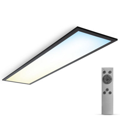 B.k.licht Black Led Ceiling Light Slim Panel Lamp Dimmable Cct Remote Office Hallway 24W 2600Lm 1000X250X65mm from B&Q