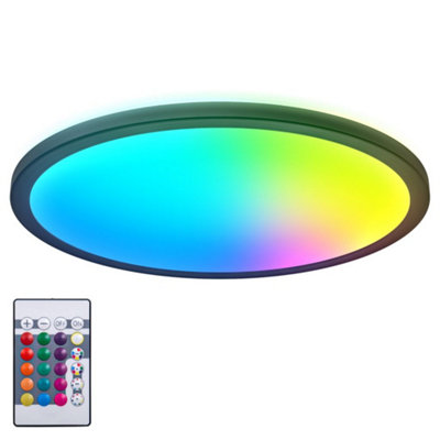 B.k.licht Mains-Powered Led Black Dimmable Led Panel (Dia)42Cm from B&Q