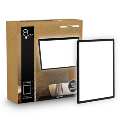 B&Q -  Mains-Powered Led Black Backlight Effect Ultra Slim Panel 24X24Cm