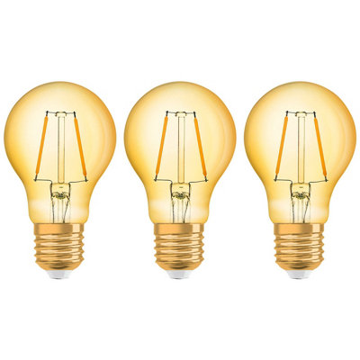 Osram Led Filament Gls 2.5W E27 Vintage 1906 Extra Warm White Gold (3 Pack) from B&Q