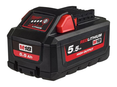 Milwaukee 4932464712 M18 Hb5.5 High Output Battery  18V 5.5Ah Li-Ion M18Hb5.5 from B&Q