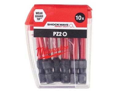 Milwaukee Shockwave Tic Tac Pz2 X 50mm Impact Screwdriver Bits X10 4932472050 from B&Q