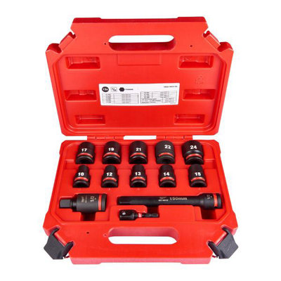 Milwaukee 4932480456 Shockwave Standard 1/2" Impact Duty Hexagon Sockets 13 Piece Set