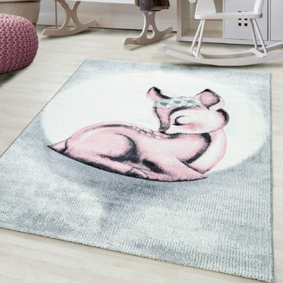 Bravich Pink Sleeping Fawn Kids RugBambi120X170Cm (4'x5'8") from B&Q
