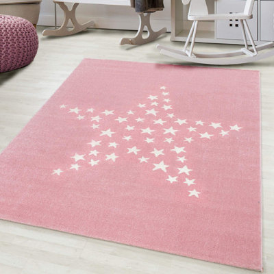 Bravich Pink Stars Kids RugBambi160X230Cm (5'4"x7'8") from B&Q