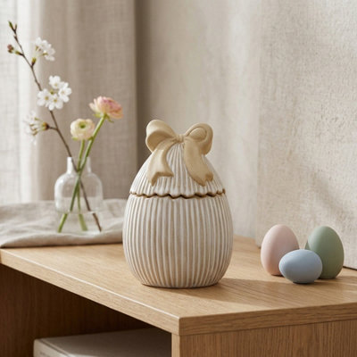 Garden Greatness Springtime Egg Shaped Jar With Decorative Bow from B&Q