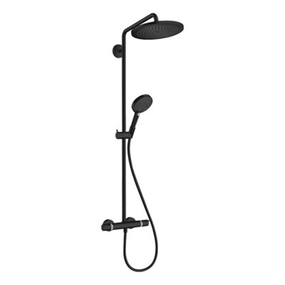 Hansgrohe Croma Select S Shower System Matt Black Showerpipe 280 Raindance 120 from B&Q