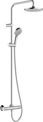 Hansgrohe Vernis Blend Exposed Showerpipe 200 1 Jet Ecosmart With Thermostat Chrome from B&Q