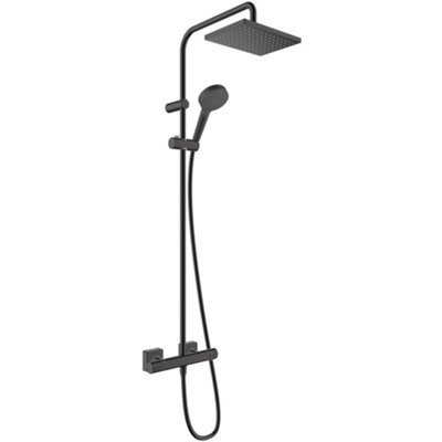 Hansgrohe Vernis Shape Exposed Showerpipe 230 1 Jet Ecosmart With Thermostat Matt Black from B&Q