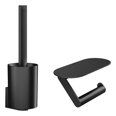 Hansgrohe WallStoris Toilet Bundle Bathroom Set Brush Holder Shelf Matt Black VA - Image 3
