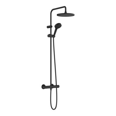 Hansgrohe Vernis Blend Showerpipe 240 Matt Black W/ Thermostat 1 Jet from B&Q