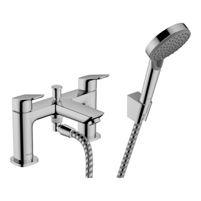 Hansgrohe Logis 2-Hole Rim Mounted Bath Mixer With Diverter Valve And Vernis Blend Hand Shower Vario Chrome 71438000 from B&Q