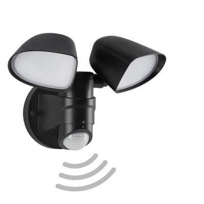 Telefunken Black Dual Head Led Outdoor Wall Light Motion Sensor from B&Q
