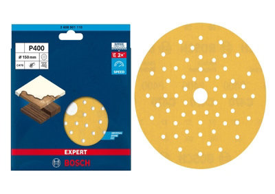Bosch Expert For Wood + Paint Sanding Sheets (Grit 400) (10/pack) (For: Bosch Gex 34-150 & Gex 40-150 Sanders) from B&Q