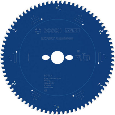 Bosch Expert Aluminium Circular Saw Blade 260 X 2.5/1.8 X 30 mm T80 2608902114 from B&Q
