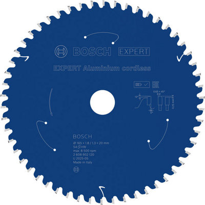 Bosch Expert Aluminium Cordless Circular Saw Blade 165 X 1.8/1.3 X 20mm T54 from B&Q