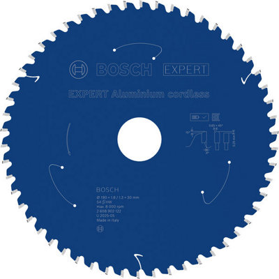 Bosch Expert Aluminium Cordless Circular Saw Blade 190 X 1.8/1.3 X 30mm T54 from B&Q