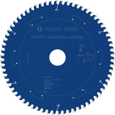 Bosch Expert Aluminium Circular Saw Blade 210 X 2/1.4 X 30mm T66 2608902123 from B&Q