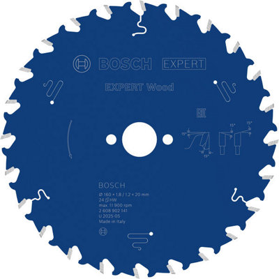 Bosch Wood Circular Saw Blade 160 X 1.8/1.2 X 20 mm T24 2608902141 from B&Q