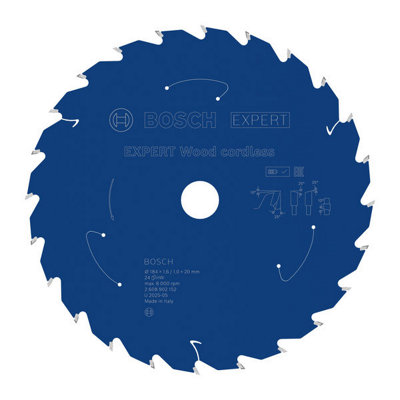 Bosch Expert Wood Cordless Circular Saw Blade 184 X 1.6/1 X 20 mm T24 2608902152 from B&Q
