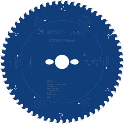 Bosch Expert Wood Circular Saw Blade 260 X 2.5/1.8 X 30 mm T60 2608902178 from B&Q