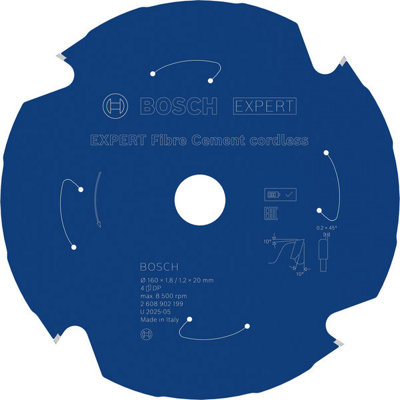 Bosch Expert Fibre Cement Circular Saw Blade 160 X 1.8/1.2 X 20mm T4 2608902199 from B&Q