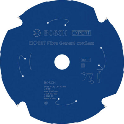 Bosch Expert Fibre Cement Circular Saw Blade 165 X 1.8/1.2 X 20mm T4 2608902200 from B&Q