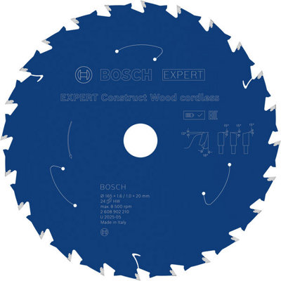 Bosch Construct Wood Circular Saw Blade 165 X 1.6/1 X 20 mm T24 2608902210 from B&Q