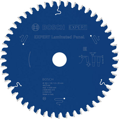 Bosch Expert Laminated Panel Circular Saw Blade 165 X 1.8/1.3 X 20mm T48 from B&Q