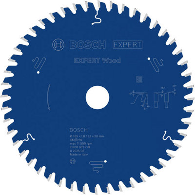 Bosch Expert Wood Circular Saw Blade 165 X 1.8/1.3 X 20 mm T48 2608902218 from B&Q