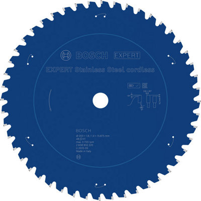 Bosch Stainless Steel Circular Saw Blade 203 X 1.8/1.4 X 15.875mm T48 2608902220 from B&Q