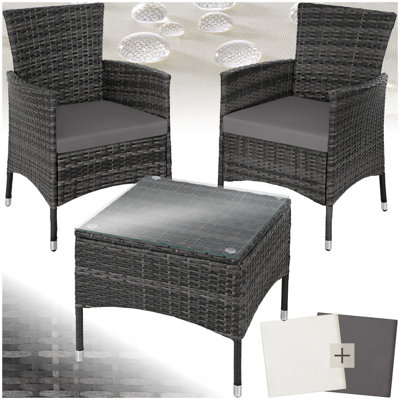 Tectake Garden Furniture Set Lucerne2 ArmchairsCoffee TableTwo Sets Of Cushion CoversGrey from B&Q