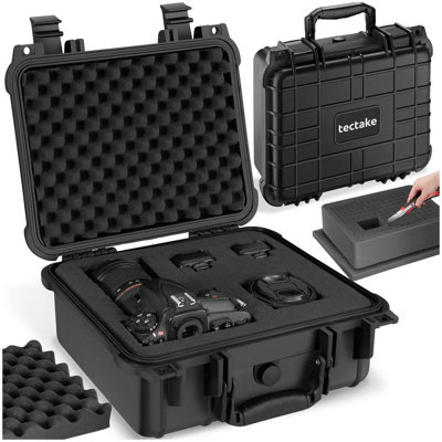 Tectake Hard Shell Camera CaseFoam InsertsWaterproofTemperature Resistant MBlack from B&Q