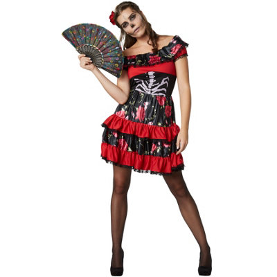 B&Q -  Spooky SenoritaHalloween Fancy Dress Costume For Women 302013Black/red Xl