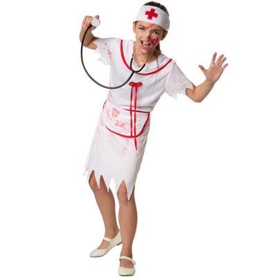 B&Q -  Scary Nurse 302197Red/white 140 (9-10Y)