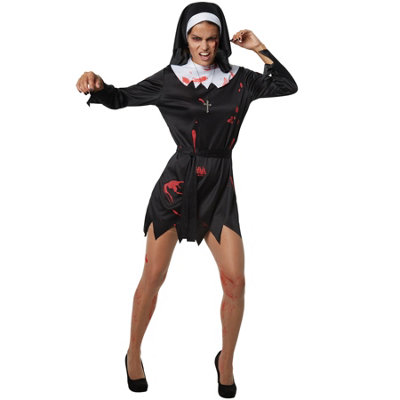 Tectake Scary Nun - Halloween Fancy Dress Costume For Women 302258 - Black/white Xl
