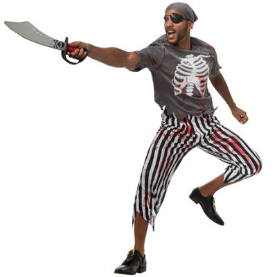 Tectake Scary PirateHalloween Fancy Dress Costume For Men 302272Black/white L from B&Q