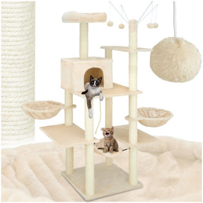 Tectake Cat Tree Lilou165 Cm TallSisal Scratching PostToys & Anti-Tip ProtectionBeige from B&Q